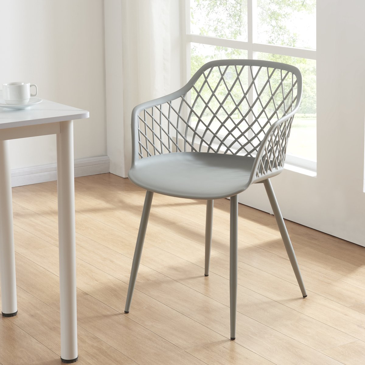 en.casa Eetkamerstoel set van 2 Kangasniemi 82x56x52 cm lichtgrijs