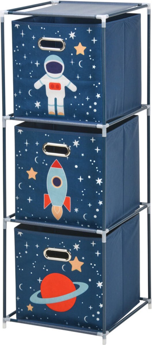 Storage solutions Opbergrek 3-laags - met manden - metaal - 35 x 35 x 102 cm - ruimte thema