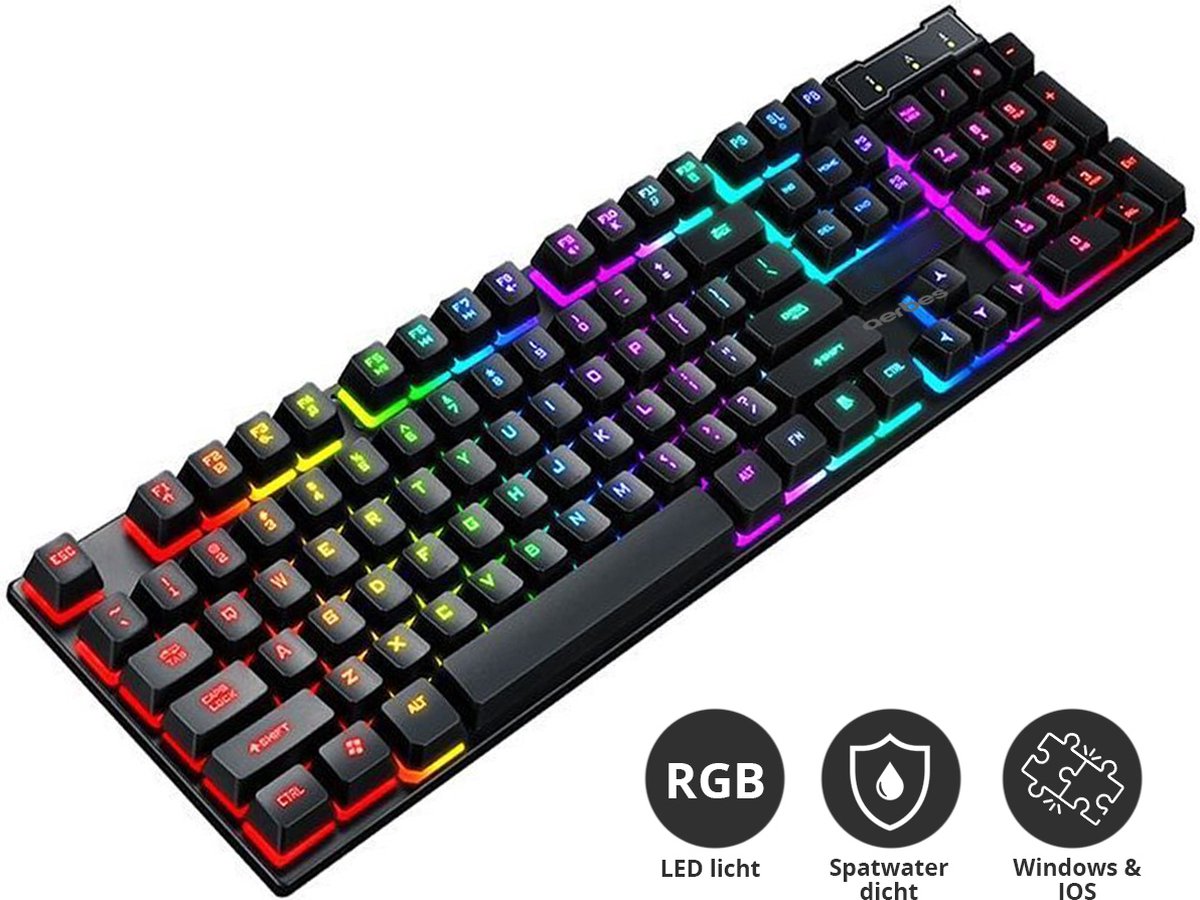 AERBES Mechanisch Gaming Toetsenbord Bedraad - Game keyboard met kabel - Led RGB verlichting - Spatwaterdicht - Floating Keys - Qwerty