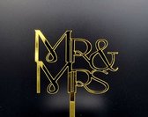 MR & MRS - Taart Topper - Acryl - Goud