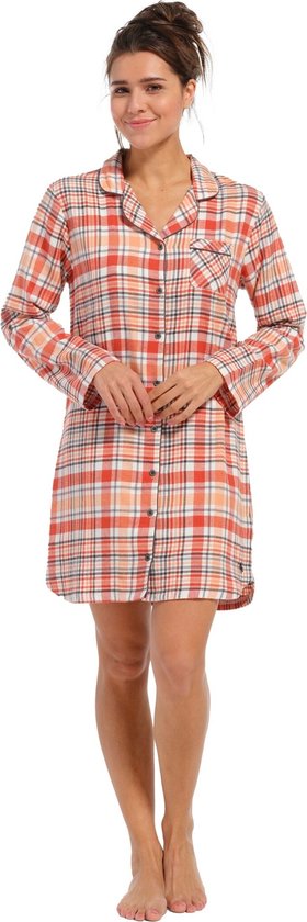 Rebelle Nachthemd dames flanel - Orange - 40 - Oranje