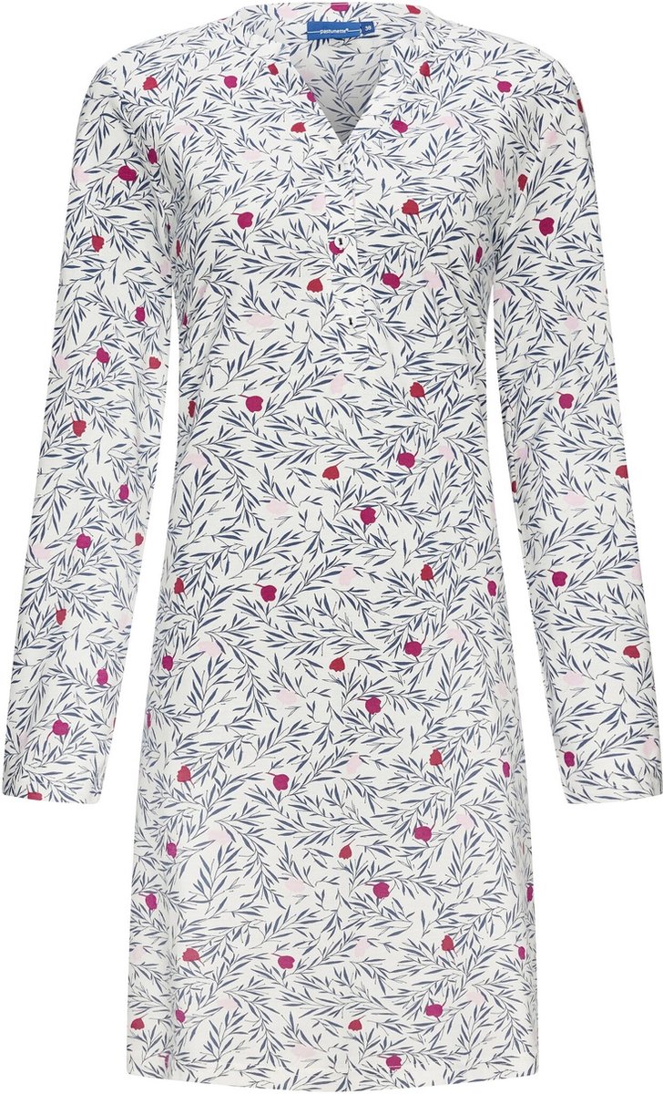 Pastunette dames nachthemd L/M - 95cm - Tulp - 48 - Wit.