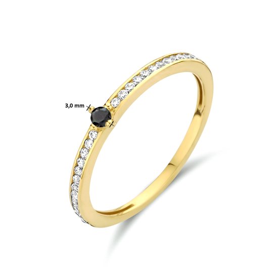 Magnifique Bague en Or 14 Carats Zircone Zwart et Wit 16,50 mm. (taille 52)| Bague de fiançailles|Proposition