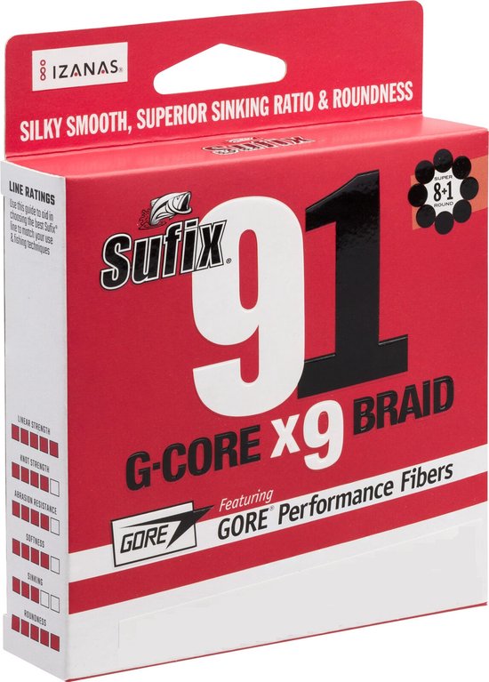 Sufix 91 G-core X9 Braid | 150m 0.104mm Neon Chratreuse — afbeelding 2