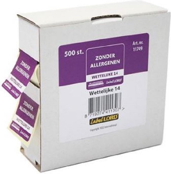Voedseletiketten 86x33x89mm Zonder Allergenen Dispenser