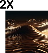 BWK Textiele Placemat - Gouden Golven - Set van 2 Placemats - 50x50 cm - Polyester Stof - Afneembaar