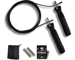 All Black Nutrition Springtouw met Gewicht - Verzwaarde Speed Rope met 2x 133 g Gewichten tot 516 g - Touwtje Springen - Verstelbaar - Antislip Grip - Jump Rope voor Fitness, Boksen, Crossfit & Cardio - Inclusief Draagtas en E-Book