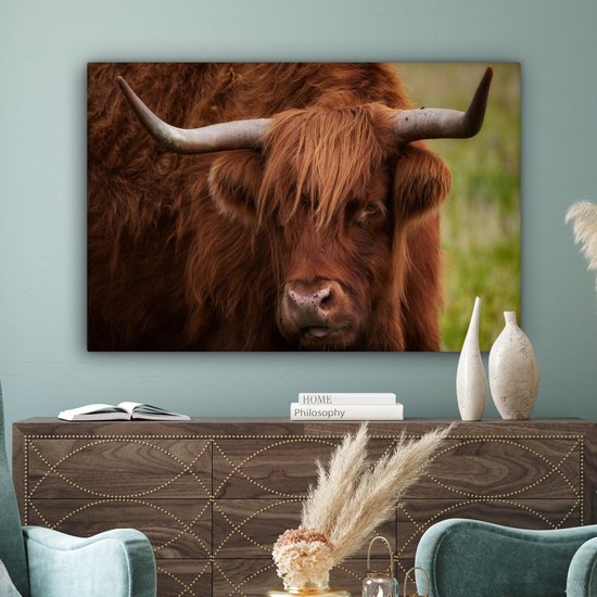 Tableau sur toile Scottish Highlander - Oranje - Animaux - 140x90 cm - Décoration murale