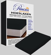 Het Ultieme Zachte Hoeslaken- Jersey -Stretch -100% Katoen -2Persoons-Lits-Jumeaux-180x200x30cm-Zwart