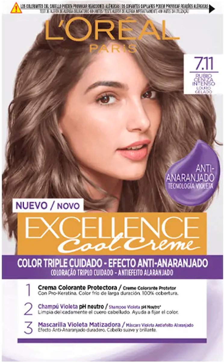 Permanente kleurcrème L'Oreal Make Up Excellence Cool Creme Intense Asblond 7,11