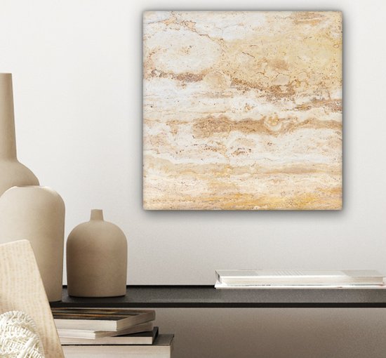 Toile Peinture Marbre - Sable - Texture - 20x20 cm - Décoration murale