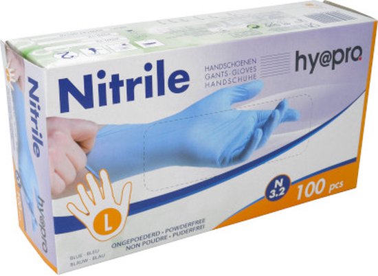 Handschoen nitrile, Large, hy@pro Blue, Blauw, 10 x 100pcs.-regianebeauty.nl