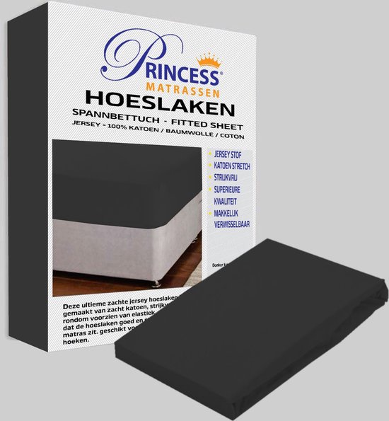The Ultimate souple Hoeslaken- Jersey -stretch -100% Katoen-Lits-Jumeaux- 200x220 + 40cm- Anthracite - Pour Boxspring-Waterbed