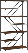 vidaXL - Boekenrek - 91x36x176 - cm - bewerkt - hout - en - staal - bruin - eikenkleur