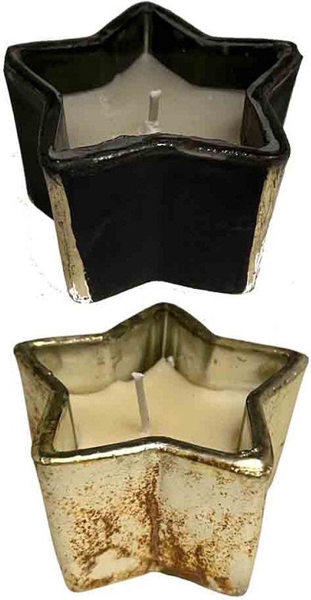 Home Society Set van 2 waxinelichtjes Keva - POEDER ZWART 5x8x8 cm
