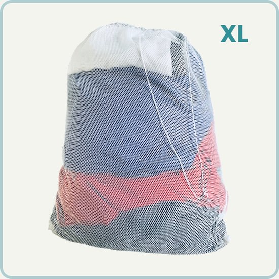 Nordix Waszak Groot XL - 60 x 90 CM - Wit - Treksysteem - Trekbandsluiting - Polyester - Wasnet - Laundry bag - Nordix