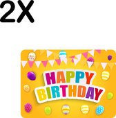 BWK Stevige Placemat - Happy Birthday - Vlaggen - Balonnen - Set van 2 Placemats - 35x25 cm - 1 mm dik Polystyreen - Afneembaar