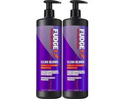 Fudge Clean Blonde zilvershampoo met pomp - 2x1000 ml