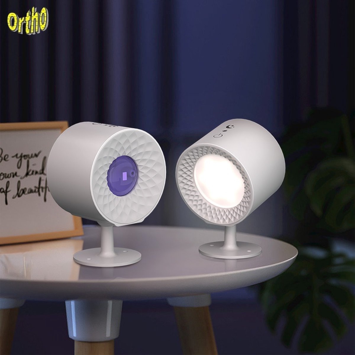 Ortho® - Oplaadbare LED Wandlamp - Nachtlampje - 360° Roterende Magnetische Bal - Timer functie - 9 RGB Kleuren én Wit Licht - USB oplaadbaar - Eventueel bevestigen zonder Schroeven - Wit & RGB licht - Wit