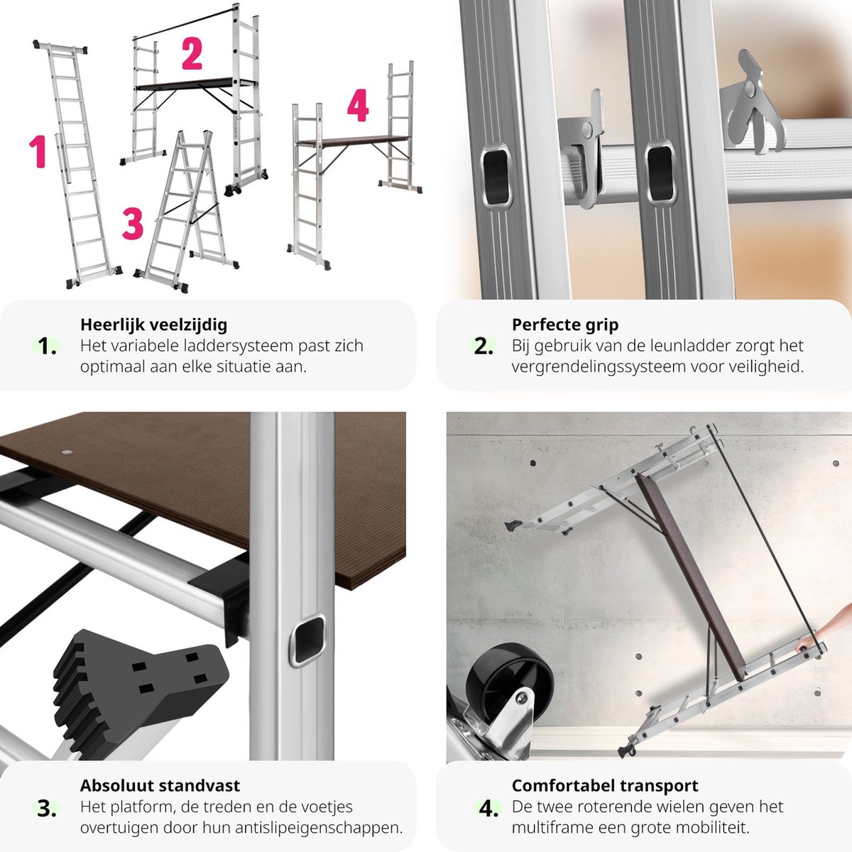 tectake 401668 Echelle multifonction - Crémaillère d'échafaudage