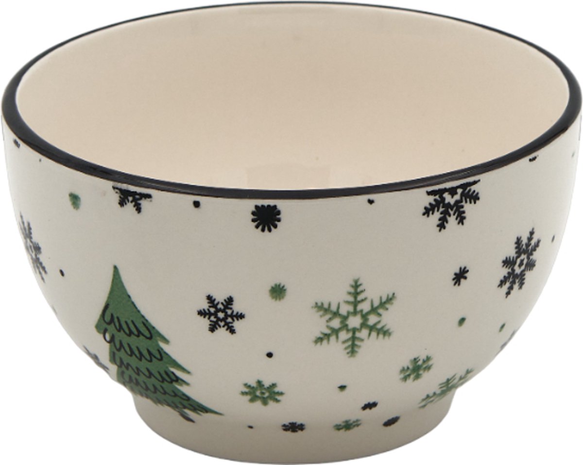 Porseleinen Schaal met Kerstboom Afbeelding - Kerstservies - 14CM - Set van 6 stuks