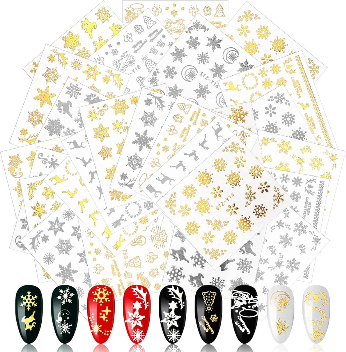 Goedkoopste GUAPÀ® Nail Art Nagelstickers | Nagel Stickers Kerst | Nail Art 3D Stickers | Gellak | Acryl Nagels | Nagelstickers Kinderen | Nail Art Stempel | 32 vellen kerst nagelstickers