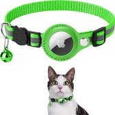 AdroitGoods Airtag Katten/honden halsband Groen - Houder- Met belletje - Reflecterend