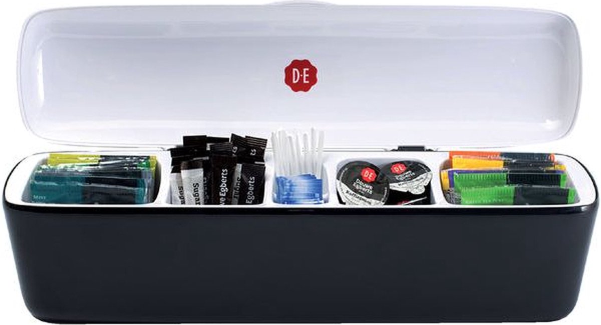 Goedkoopste Tafeldispenser Douwe Egberts 5 vakken met inhoud zwart
