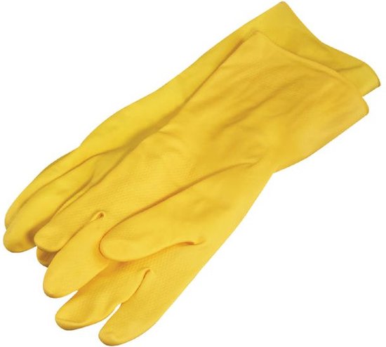 Multy Luxe Huishoudhandschoenen maat M - Natuurlatex met katoenen vlokvoering - Anti slip - Rubberen handschoenen - Waterdicht - Natuurlijk latex - Maat M