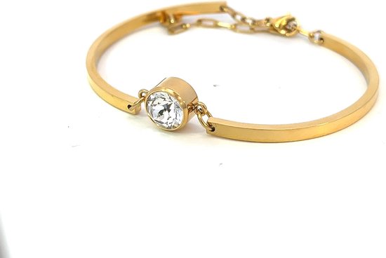 CO88 Collection Sparkle 8CB 90384 Bracelet en acier avec pendentif - Cristal Swarovski 8 mm - Longueur 16,5 + 3 cm - Doré