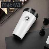 Outdoor Koffiebeker To Go - Motivai® - Wit - 500ml - Thermosbeker - BPA vrij - Theebeker - Reisbeker - Travel mug - Lekvrij