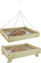 2x stuks vogelvoedertafel hout staand en hangend 35 cm - Vogelvoederhuisje - Vogelvoer - Vogel voederstation