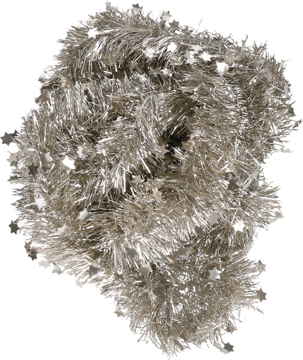 3x Kerstslingers sterren champagne 10 cm x 270 cm - Guirlande folie lametta - Kerstboom versieringen