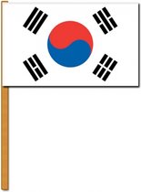 Luxe zwaaivlaggen Zuid Korea 30 x 45 cm op houten stokje - Feestartikelen/versiering