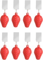 Esschert Design Tablecloth poids fraises - 8x - rouge - plastique - pour nappes et toiles cirées