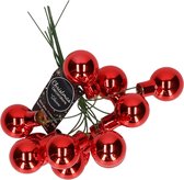 10x pcs mini boules de Noël en verre rouge pièce de Noël décoration 2 cm - Pièces de Noël Décorations de Noël