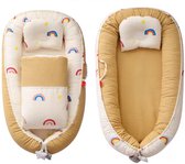 Rocco - Babynestje - Regenboog - set met babybed babydeken en babykussen - biologisch katoen - uitwasbaar - 2in1 - baby