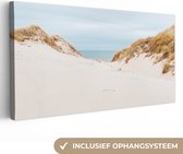 Canvas Schilderij Zee achter de duinen - 80x40 cm - Wanddecoratie
