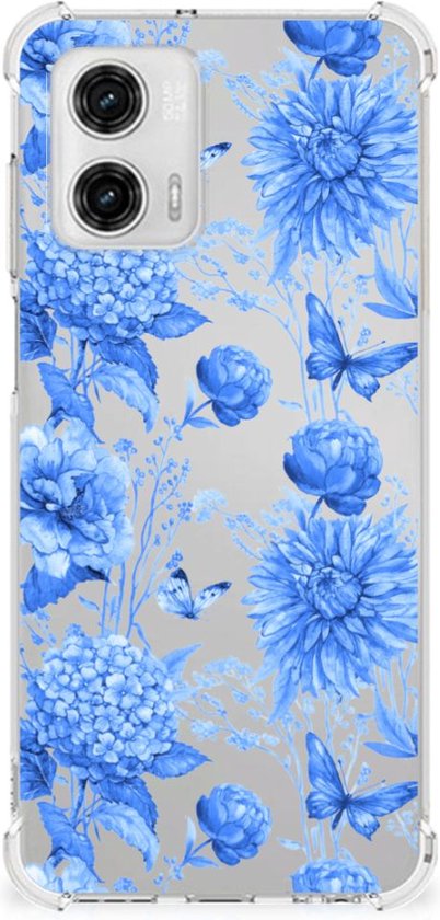 Case voor Motorola Moto G73 Flowers Blue