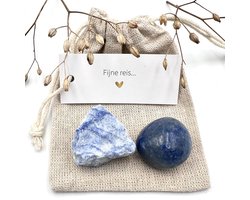 Zakje Fijne Reis - Dumortieriet combi -edelstenen-reizen-geluksbrenger-klein cadeau-geschenk voor hem/haar-vriendschap-geluk-avontuur