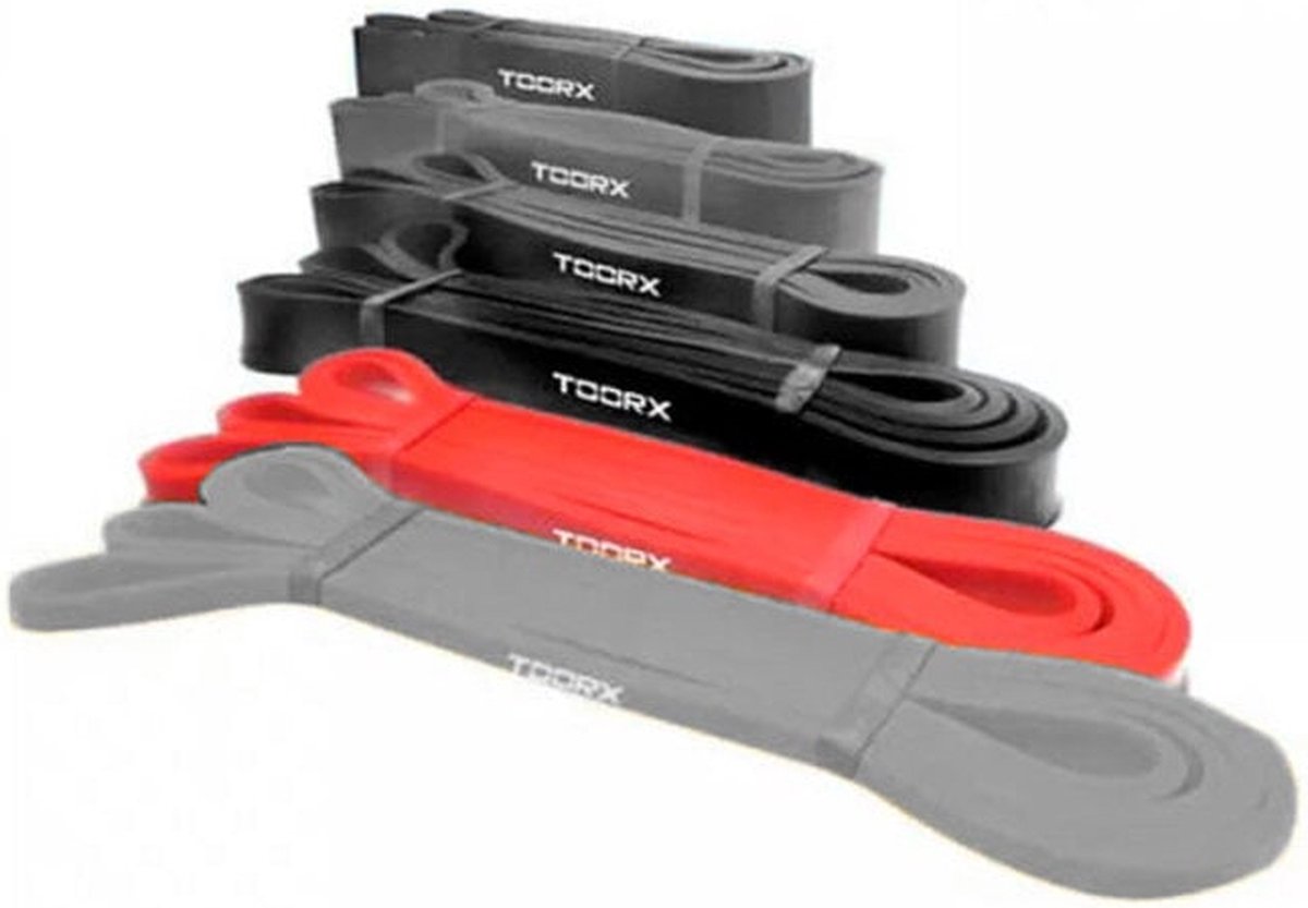 Toorx Fitness Weerstandsband - Resistance Band - Fitness Elastiek - Zwart - Medium - 22 mm dik - 11 tot 40 kg