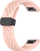 Siliconen bandje - geschikt voor Garmin Fenix 5 / 5 Plus / 6 / 6 Pro / 7 / 7 Pro / Epix (Pro) 47 mm / Epix (Pro) Gen 2 47 mm / Quatix 5 / 6 / 7 / 7 Pro / Approach S60 / S62 / S70 47 mm / MARQ / D2 Delta / D2 Mach 1 / Descent G1 - licht roze