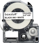 Epson compatible LC-4WBN lettertape - Zwart op wit - 12mm x 8m