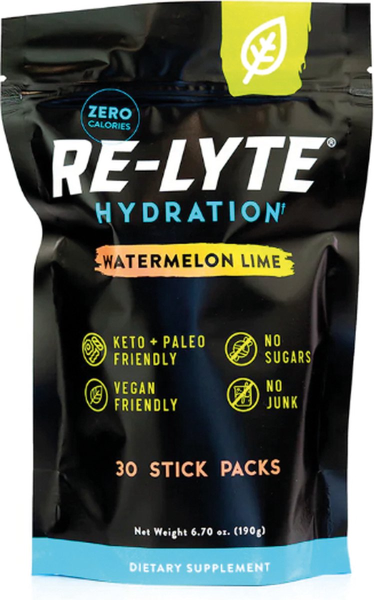 Goedkoopste Re-Lyte | Electrolyte Drink Mix | Watermelon Lime 30 Stick Packs | 30 x 6.3 gram