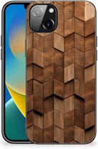 Étui de téléphone imprimé en bois adapté à l’ iPhone 14 Plus Cubes en bois