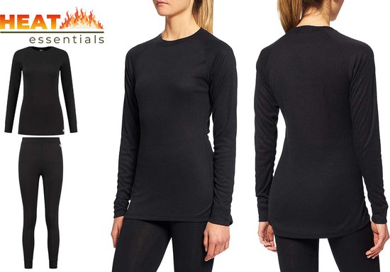 Thermo Ondergoed Dames - Set - Thermo Shirt en Thermo Broek - Thermo  Kleding - Zwart - M | bol