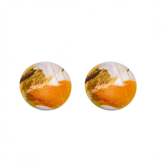 Clip oorbellen -oranje -2 cm -kunststof- geen gaatje- Charme Bijoux