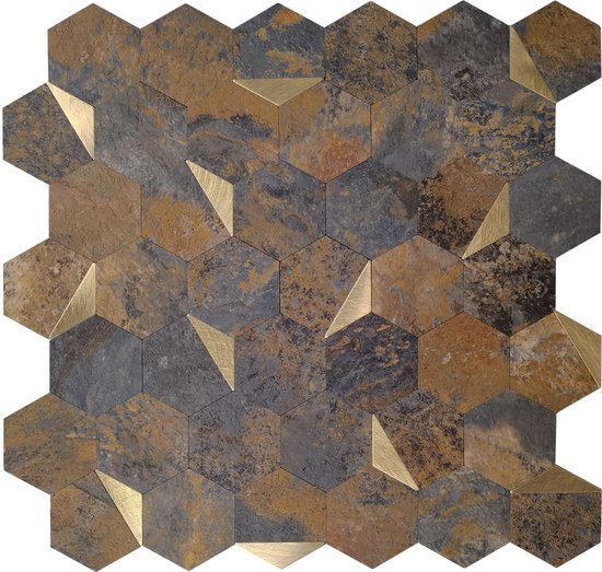 Zelfklevende Mozaïek tegels - Goud Roest - plaktegels - wandtegels zelfklevend - 28,8x29cm