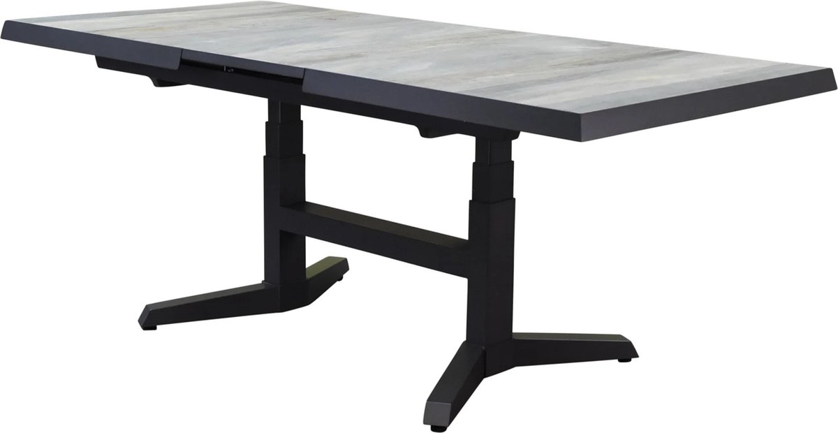 Venezia uitschuifbare lounge-diningtafel in hoogte verstelbaar 143-183x88xH51-H75 cm antraciet