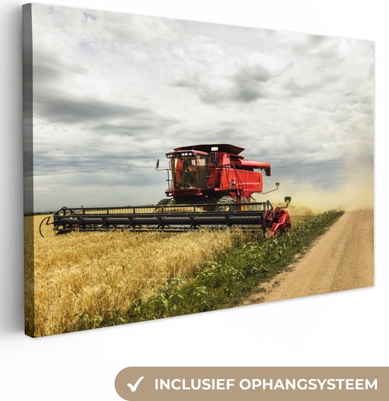 Toile Peinture Amérique - Tracteur - Nourriture - 180x120 cm - Décoration murale XXL